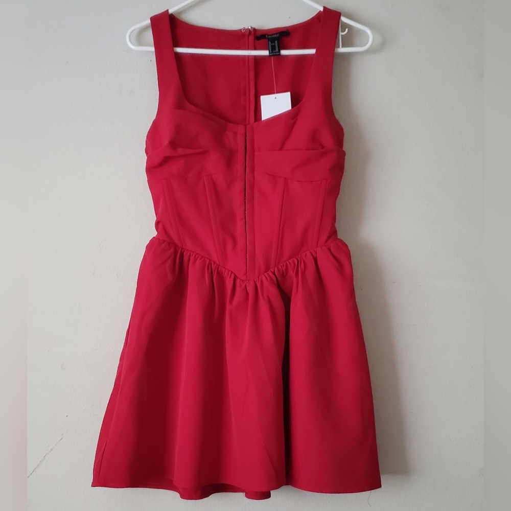 Forever 21 Red Corset & Flare Skirt Mini Dress